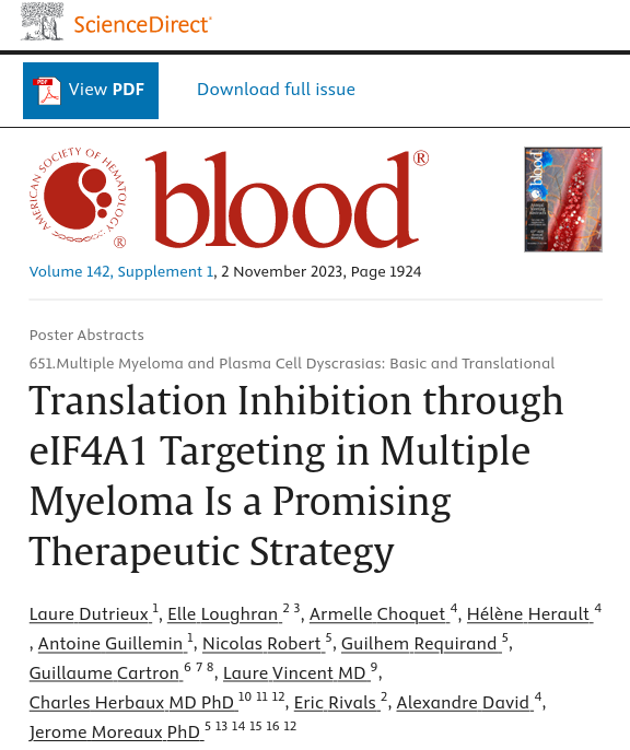 Poster Abstract In Blood Journal | Eric Rivals' Group